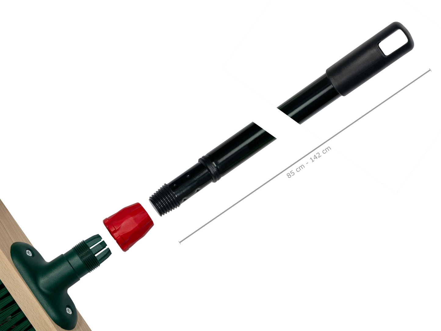 Kraftspar-Besen 40 cm mit V-Beborstung und Teleskopstiel