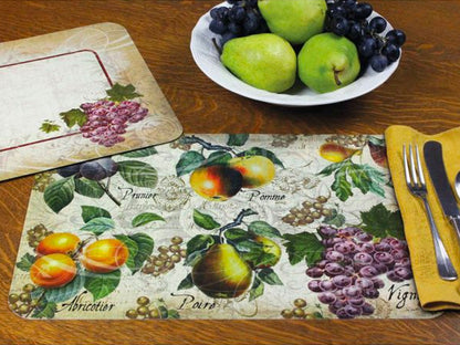 Counter Art 4er Platzset "Old World Fruit" 2-seitig bedruckt, aus Kunststoff